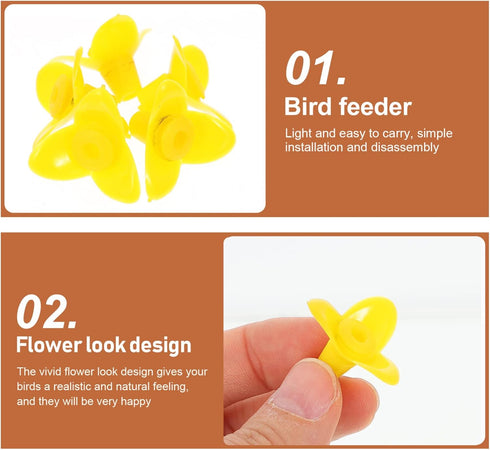 POPETPOP 12Pcs Hummingbird Feeder Replacement Flowers Bird Feeder Feeding Ports Replacement Parts for Hanging Feeders Yellow...