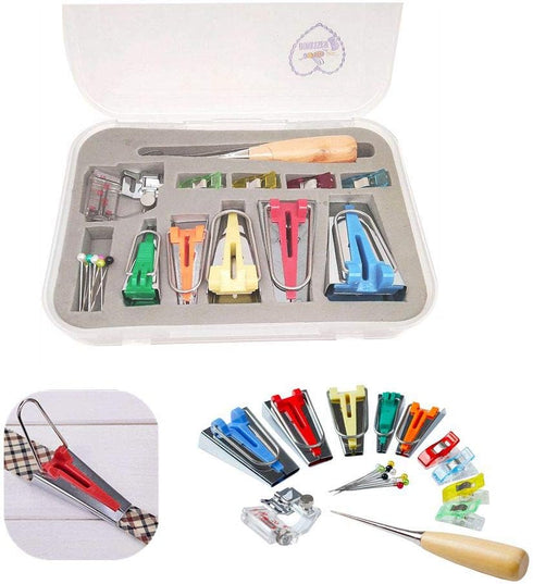 HONEYSEW Single Double Fold Bias Tape Maker Tool Kit Set, 6MM/9MM/12MM/18MM/25MM Fabric Bias Tape Maker Tools 5 Sizes DIY Sewing Bias Tape Makers ...