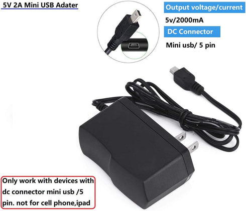 DC 5V Mini USB Cable AC DC Adapter Mini 5 Pin Charger for Portable Hard Disk,MP3,MP4,Camera,Tablet,Card Reader,Hub,DVR(NOT for Cell Phone),Black...
