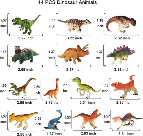 14 Pcs Figures Toys Realistic Mini Dinosaurs Animal Figurines, Plastic Learning Educational Playset Animal Themed Party Supplies Cake Topper Ornam...