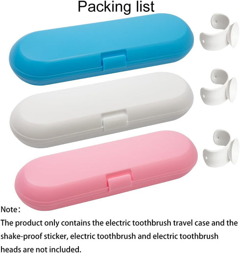 Plastic Electric Toothbrush Travel Case for Oral-B Pro Series, 3 packs (White&Blue&Pink)...