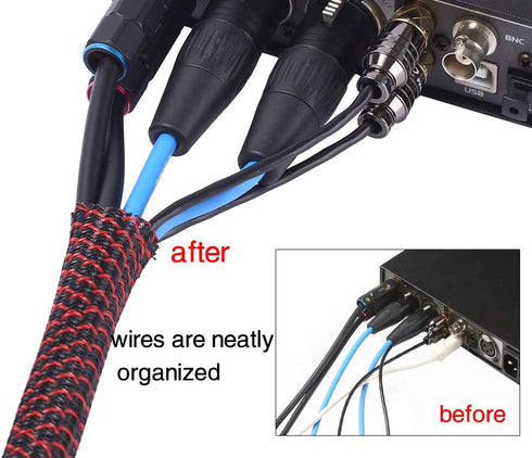 Alex Tech 10ft - 3/8 inch Cord Protector Wire Loom Tubing Cable Sleeve Split Sleeving For USB Cable Power Cord Audio Video Cable – Protect Cat Fro...