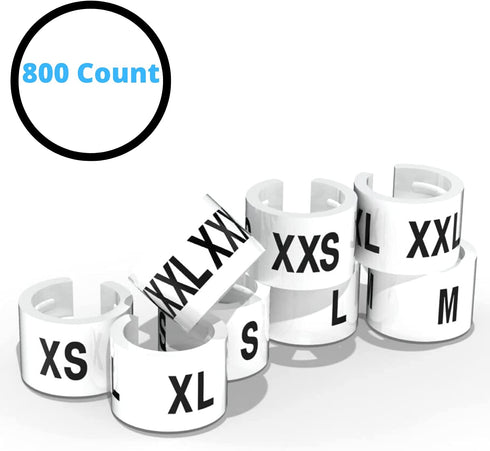 Discount Sizing- White Hanger 800 Size Clips XXS-XXXL | White Size Clips, Garment Markers for Retail Closet Organization...