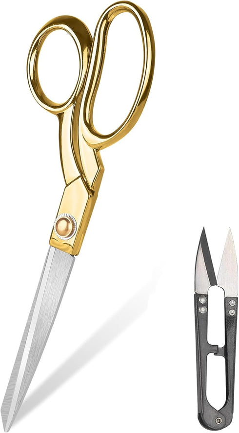 Sewing Scissors, Rkqoa Gold Dressmaker's Fabric Scissors, 8" Stainless Steel Shears, Sharp Knife Edge Fabric Heavy Duty Tailor Scissors for Cuttin...
