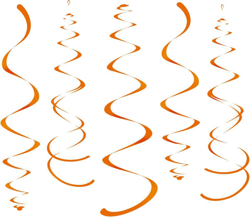 WEVEN Orange Party Hanging Swirl Decorations Plastic Streamer for Ceiling, Pack of 28...