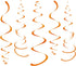 WEVEN Orange Party Hanging Swirl Decorations Plastic Streamer for Ceiling, Pack of 28...