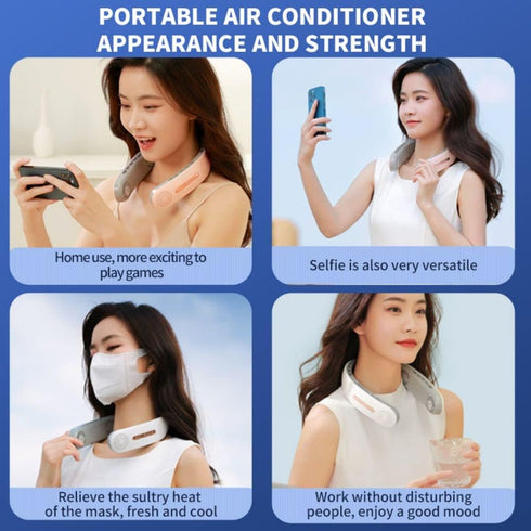 Portable Neck Fan Upgraded Bladeless 4 Turbo Fan The back of the neck is cool and does not sweat 4000mAh USB lazy fan no hair clip neck fan rechar...