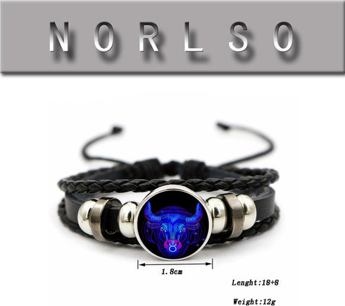 Vintage Zodiac Constellation Bracelets Zodiac Guardian Bracelet Black Leather Bracelet Adjustable Handmade Woven Bracelet Birthday Jewelry for Wom...