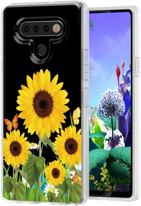 Clear Slim Designed for LG K51 Case, for LG Q51 Case,Shock-Absorption Floral Flexible Soft TPU Rubber Protective Cover for LG K51 (Sunflower)...