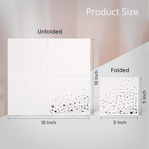 Stylish Silver & White Cocktail Napkins - 100 Disposable 5x5 Inch Wedding Napkins...