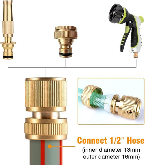 Brass Nozzle Water Spray Gun Jet Hose Nozzles Pipe High Pressure For Car,Bike,Window Cleaning Sprayer And Plants Gardening Washing (Without Pipe) ...