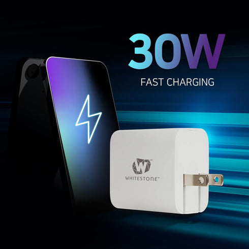 Whitestone, 30W Charger USB C Fast Charger Dual Ports Quick Charge PD Wall Charger QC 3.0 Adapter with Foldable Plug for iPhone 13 Pro Max/12 Mini...