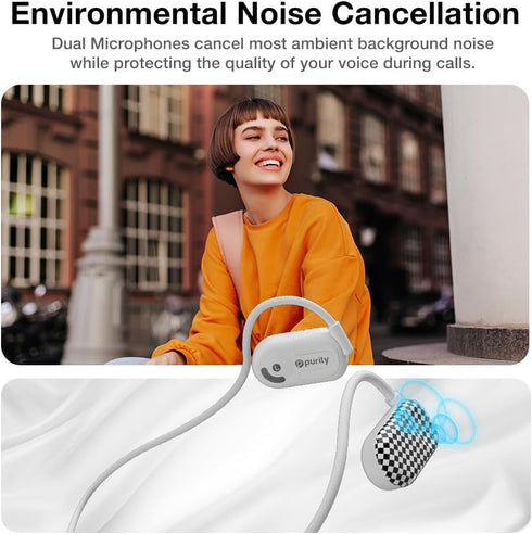 Purity Air Open Ear Headphones - True Air Conduction Wireless Bluetooth Open Ear Earbuds with Dual Mic for iPhone/Android - Secured Long Wearing C...