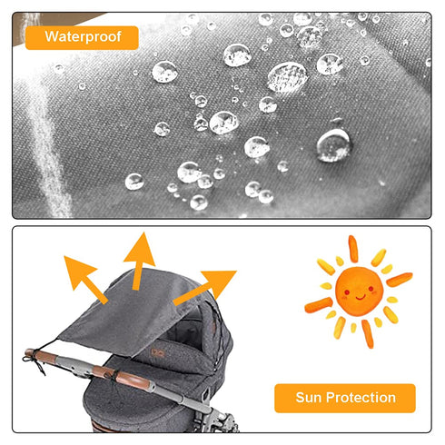 Stroller Cover for Sun, Universal Foldable Stroller Sun Shade, SPF 50 UV Protection, Infant Newborn Outdoor Stroller Shade Canopy Attachment for S...