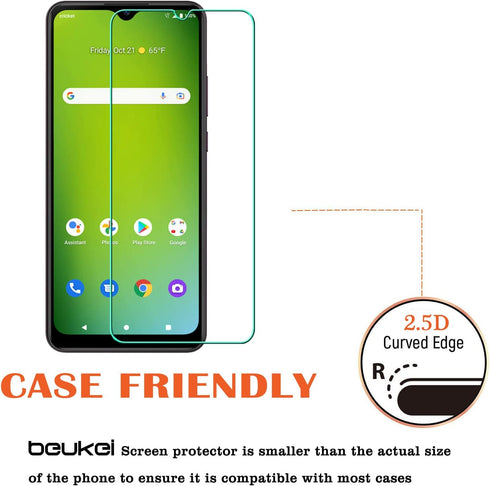 beukei (3 Pack) Screen Protector Tempered Glass Compatible for Cricket Ovation 3 and AT&T Motivate Max(U668AA), Touch Sensitive,Case Friendly, 9H ...
