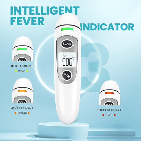 Forehead Thermometer for Adults, Digital Infrared Thermometer for Baby and Kids, Touchless Thermometer for Fever with LCD Screen, Fever Alarm, Mem...