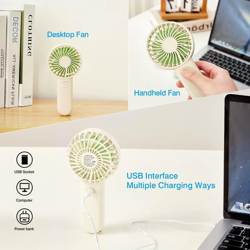 Portable Handheld Fan, Small Hand Fan with USB Rechargeable 2000mAh Battery, Dual Motor 3 Speed Cooling Fan for Camp Sport Travel...