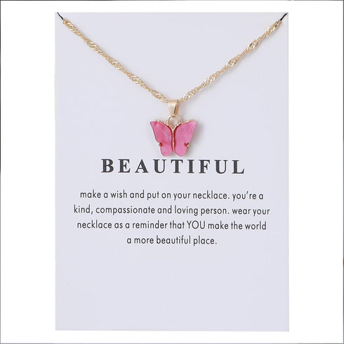 9Pcs Bohemian Butterfly Pendant Necklace Set,Dainty Adjustable Acrylic Colorful Insect Chain Necklace Minimalist Choker Necklace for Women Lover J...