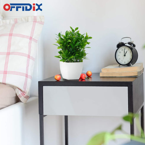 OFFIDIX Artificial Eucalyptus Plants with White Square Vase Small Artificial Tree for Office Desktop Decor Fake Plants for Home and Office Indoor ...