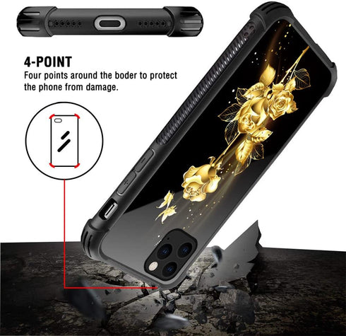 TnXee Case Compatible with iPhone XR Case, Golden Butterfly Rose Flower Case for iPhone XR Cases for Man Women Gifts Pattern Design Case......