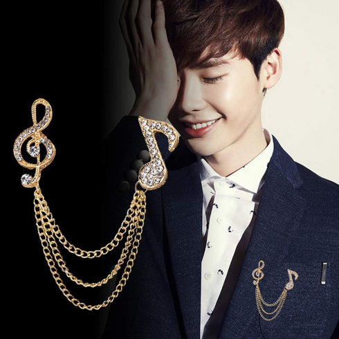 2 Pack Men's Music Note Mark Brooch Lapel Pin Badge Hanging Chains Collar Brooches Pin for Career Suit Tuxedo of Shirts Tie Hat Scarf for Boyfrien...