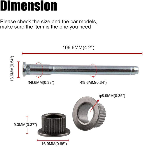 RULLINE Door Hinge Pin and Bushing Repair Kits (4 pins 2 Door) Compatible with 1994-2004 Chevy S10 & GMC S15...