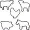 Farm Animal Cookie Cutters - Set of 5 Cookie Cutters outline - Includes Chicken, Pig, Cow, Horse & Sheep Cookie Cutter...