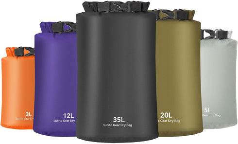 Waterproof Dry Bag 5-Pack Ultralight Wet Bags -3L/5L/12L /20L/35L sizes,Roll Top Lightweight dry sack Keep Gear Dry for Kayaking,Camping,Boating,H...