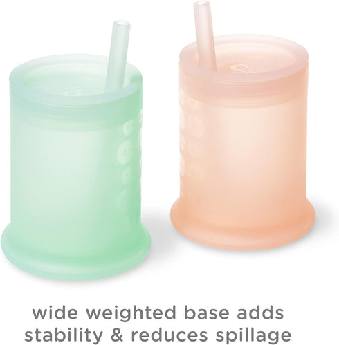 Olababy Silicone Training Cup with Straw Lid | Babies Water Drinking Cup | 6+ Mo Infant To 12-18 Months Toddler | Sippy Cup For Kids & Smoothie Cu...