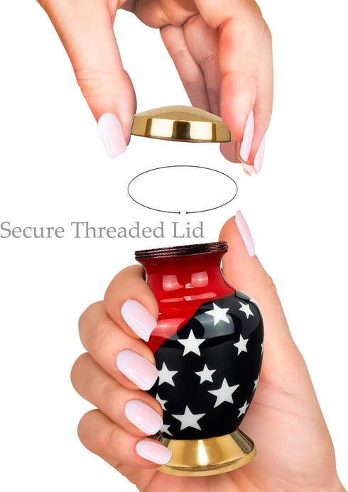 Trupoint Memorials Small Urns for Human Ashes Keepsake, Military and Patriotic Decorative Mini Cremation Urn for Veteran Adult Men and Women, Smal...