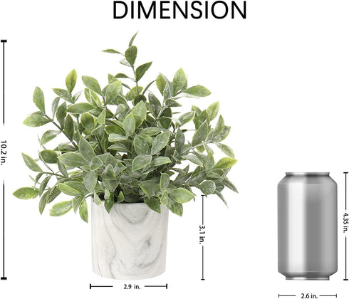 Hollyone Mini Artificial Potted Plants Fake Plants in Marble Pots, 1Pcs Plastic Eucalyptus Greenery Faux Plants for Home Office Desk Room Centerpi...