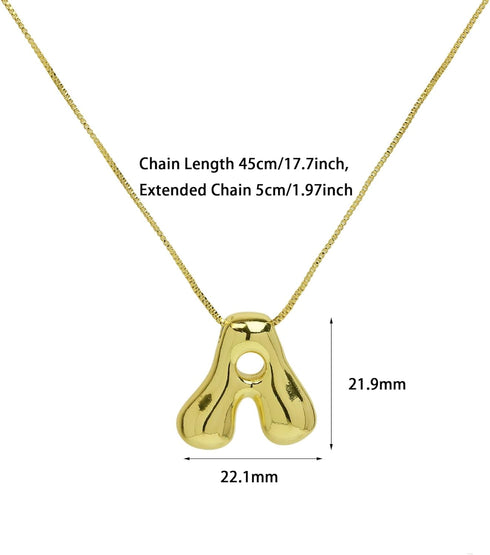 Bubble Letter Necklace For Women, Dainty Balloon Initial Necklaces 14k Gold Plated Chain Pendant Alphabet Necklaces Charm Simple Gift Jewelry...