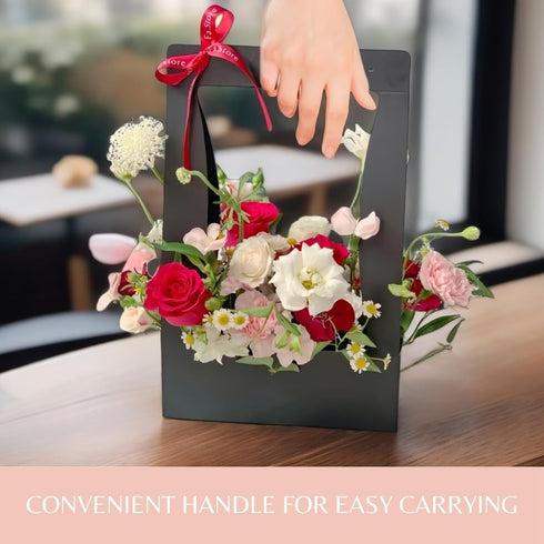 BBJ Craft Paper Gift Bags for Flower Bouquet Florist Bouquet Packaging Bag with Handle, 5 Pcs (Gray)...