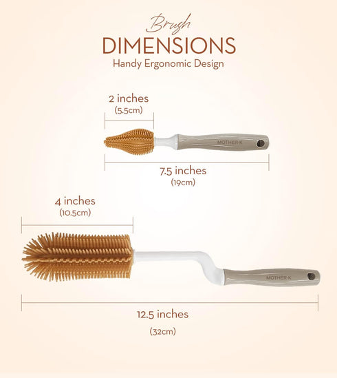 MOTHER-K Rotating Silicone Bottle Brush 2 Kinds of Sets, Silicone Bottle Cleaning Brush Water Bottle Cleaner for Washing Baby Bottles, Sports Bott...