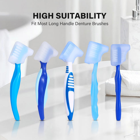 Anbbas 2pcs Premium Hard Denture Brush with Toothbrush Cover Cap Dental Cleaning Brush Set for Denture Care False Teeth Cleaner Tool...