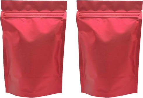 QQ Studio Pack of 100 Matte/Glossy Color Stand-Up Foil Resealable Zipper Pouches (3.9" x 5.9", Matte Red)...