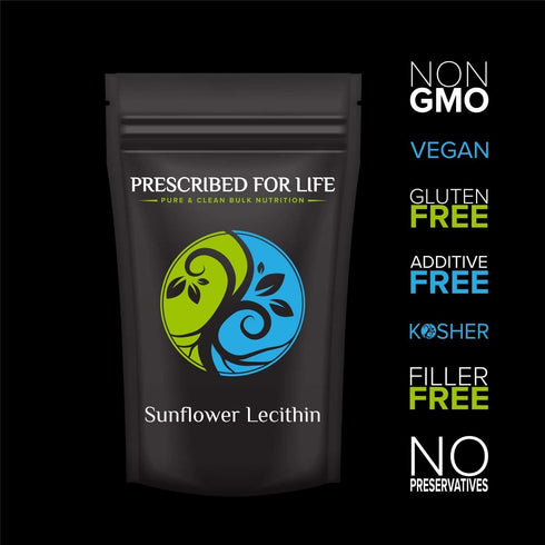 Prescribed For Life Sunflower Lecithin Powder, Unbleached, Gluten Free, Vegan, Non GMO, Soy Free, Kosher, Naturally Rich in Choline & Essential Fa...