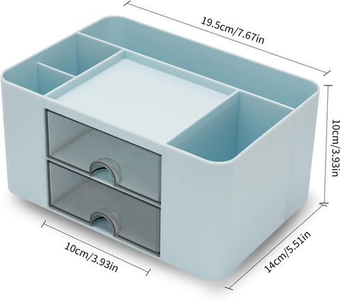 Desk Organizer with 2 Drawer, Multi-Functional Pencil Pen Holder for Desk, Desk Organizers and Storage with 5 Compartments, Desktop Organizer for ...
