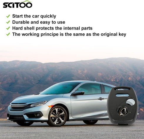 SCITOO Replacement 3 Buttons Uncut Keyless Entry Remote Control Key Fob Shell Case fits 2006-2011 for Civic LX 1pc...