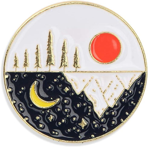 Enamel Pins for Backpacks Sun Moon Round Reversable Pin for Men and Women Day Night Brooch Pins for Jackets...