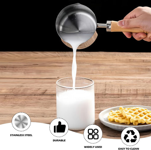 Saucepan with Pour Spouts Stainless Steel Handheld Oil Pan Sauce Pans Small Nonstick Milk Pot Kitchen Tool Sauce Pans for Milk Butter Sauce?250ml?...