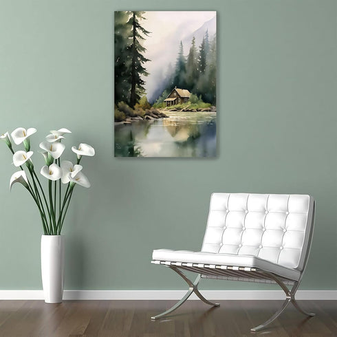 Natural Scenery Wall Art Tree Landscape Painting River Nature Picture Modern Scenery Painting Decor Landscape Canvas Wall Art Natural Mountain Pic...
