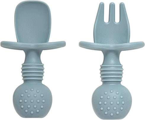 Baby Spoons and Forks Feeding Set, 6 Pack Silicone First Stage Self Feeding Toddler Utensils, BPA Free, Baby Led Weaning Supplies for Training Spo...