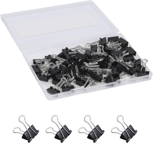 60 Pcs Small Binder Clips 3/4 Inch Length, Black Small Paper Clips for Office, Standard SIze...