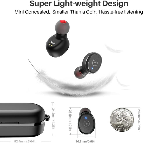 TOZO T10 (Classic Edition) Bluetooth 5.3 Wireless Earbuds with Wireless Charging Case IPX8 Waterproof Stereo Headphones in Ear Built in Mic Headse...
