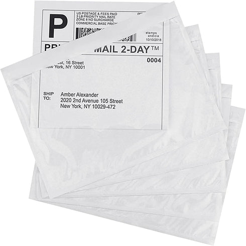 7.5 inch X 5.5 inch Clear Self-adhesive Top Loading Packing List Pouches, Shipping Label Envelopes, Mailing Pouches For Shipping Clear, 50pcs, Whi...