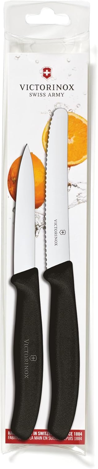 Victorinox Swiss Classic Paring Knife Set - Includes Exceptional Paring Knife & Utility Knife - Kitchen Knives for Home Essentials - Black Handles...