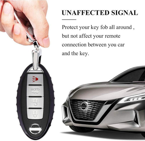 QBUC for Nissan Car Key Cover, 3 4 5 Button Case Key Fob Cover with Key Chain, Replacement Key Fob(Black)...