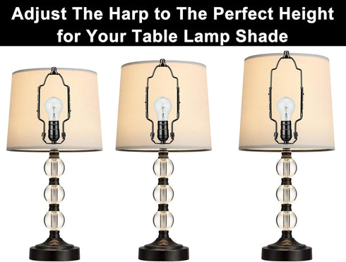 8 9 10 inch Adjustable Lamp Shade Harp Holder Kit for Table and Floor Lamps, Heavy Duty Lamp Shade Bracket with 3/8 Standard Saddle, E26 Light Bas...
