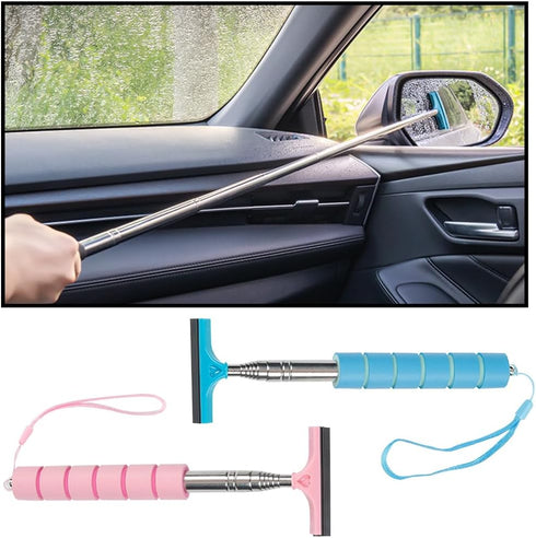 2PCS Car Side Mirror Squeegee, Retractable Auto Rearview Mirror Wiper, All-Purpose Window Squeegee for Cleaning Shower Glass Door, Vehicle Accesso...